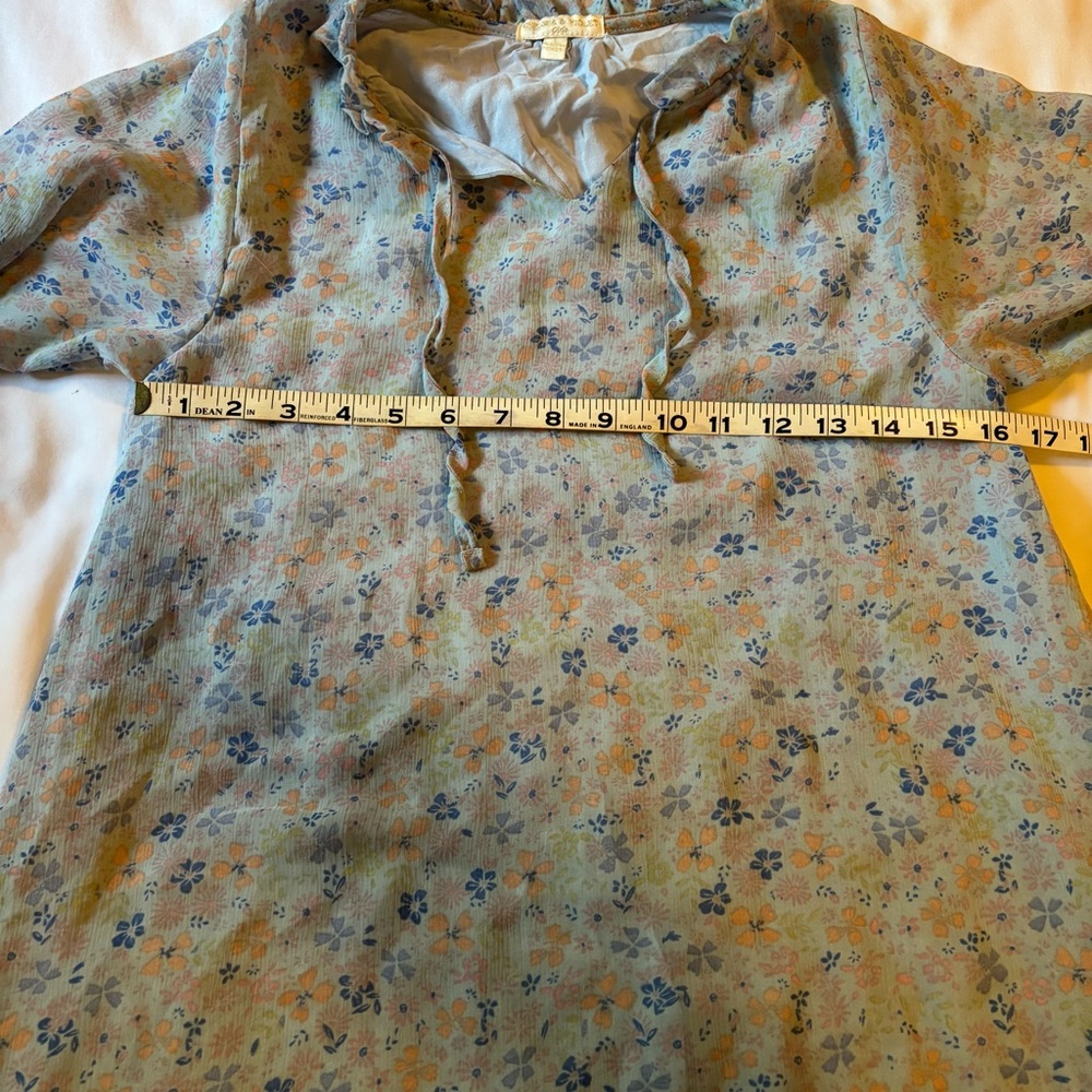 Chelsea & Violet Dress Girls L Blue Multi two tier ruffle 3/4 sleeve Prairiecore - Picture 9 of 10